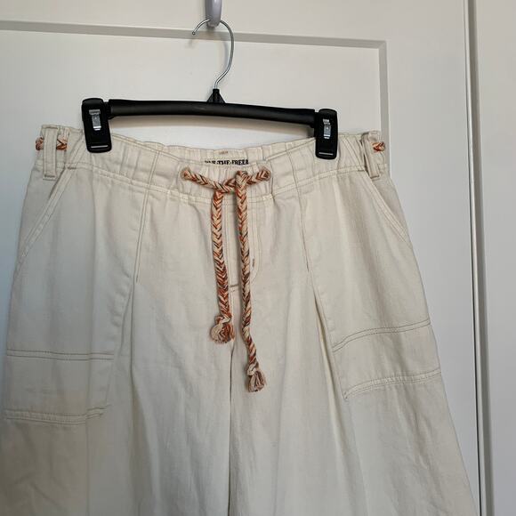 Free People CRVY Baggy High Rise Wide Leg Stretch Waist Belted Pants Size 28 - Picture 3 of 6